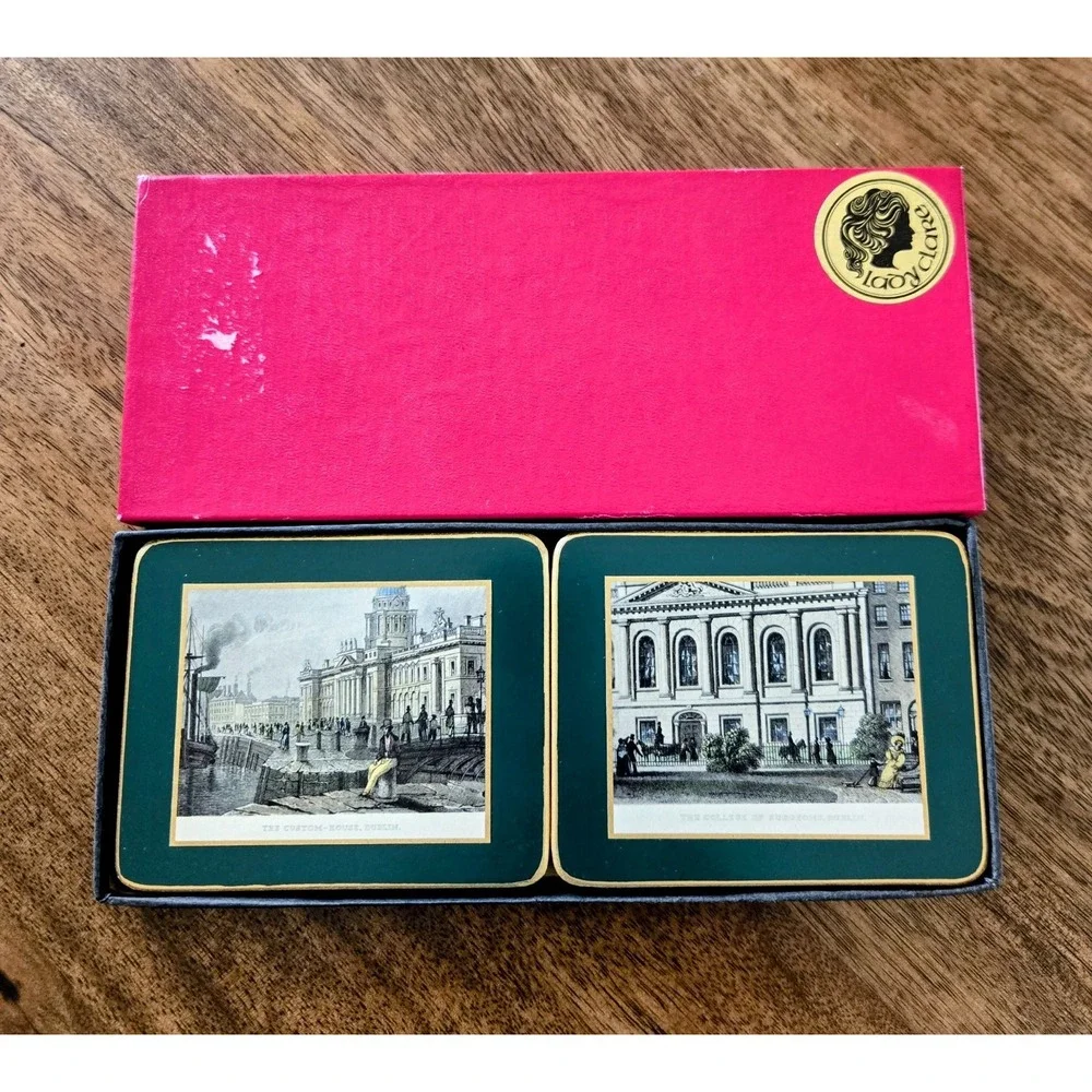 Vintage Lady Clare Coasters - Set Of Six (6) Classic Dublin, Ireland Landmarks
